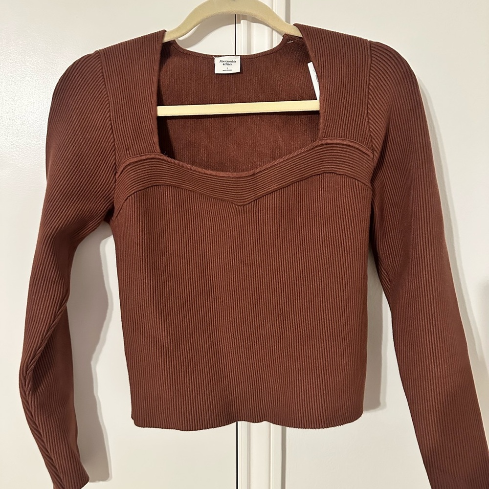 Abercrombie & Fitch Rust Ribbed Knit Top